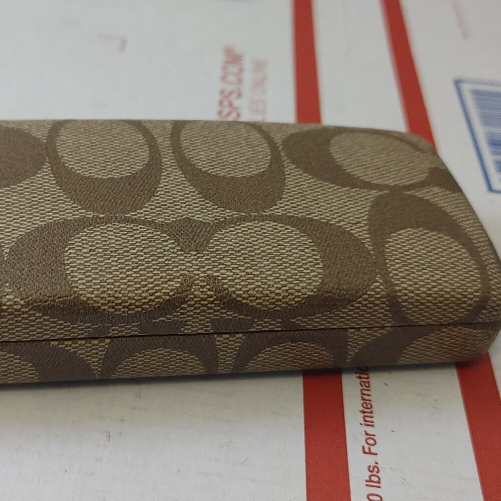 COACH Est. 1941 Hard Clam Shell Eyewear Protective Beige Case Eyeglasses Glasses